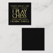 ik speel schaken en ik ken dingen die schaken vierkante visitekaartje (Voorkant / Achterkant)