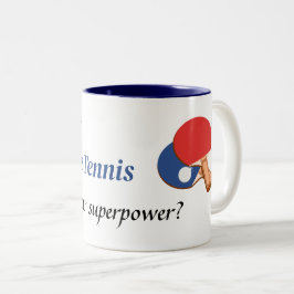 Ik speel tafeltennis, superheld tweekleurige koffiemok