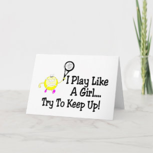 Ik speel tenis als een meisje die probeert op te h kaart