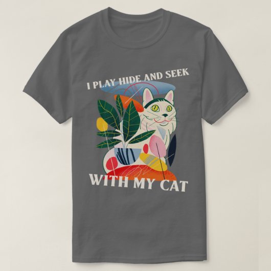 Ik speel Verberg en zoek met mijn kattendeksel T-shirt (Design voorkant)