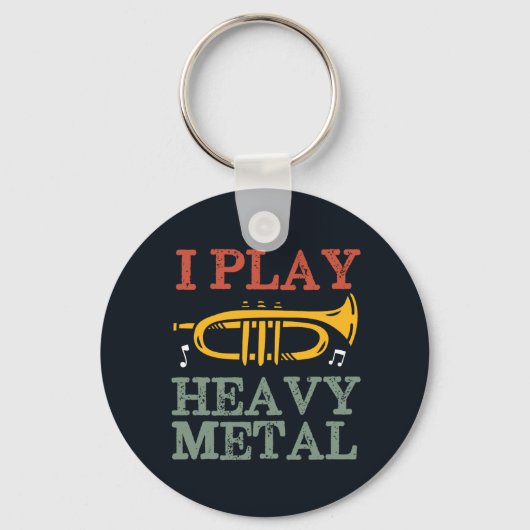 Ik speel zeer Metal Funny Trumpet Player Music Pun Sleutelhanger (Voorkant)