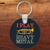 Ik speel zeer Metal Funny Trumpet Player Music Pun Sleutelhanger (Voorkant)