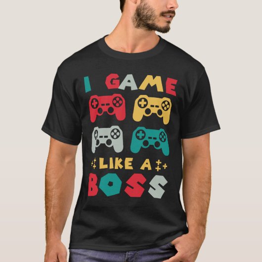Ik spel als een baas gamer gaming nerd controller t-shirt (Voorkant)