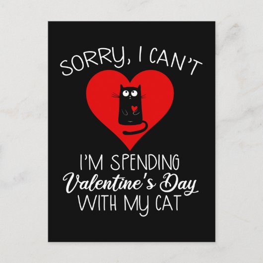 Ik spendeer Valentijnsdag met mijn kat Briefkaart (Voorkant)