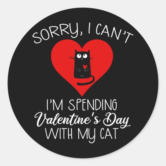 Ik spendeer Valentijnsdag met mijn kat Ronde Sticker (Voorkant)