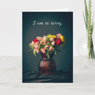 Ik spijt betuiging bloemen in vaas voor iedereen feestdagen kaart