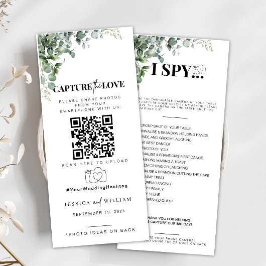 Ik spion bruiloft spel Capture de liefde foto scav Menu