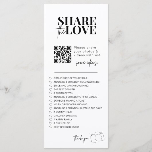 Ik spion bruiloft spel Deel de liefde foto scaveng Menu (Voorkant)