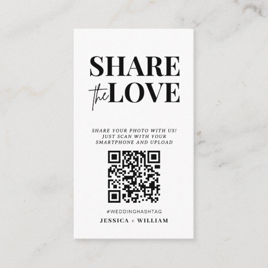 Ik spion bruiloft spel | Deel de Love QR-code Informatiekaartje (Voorkant)