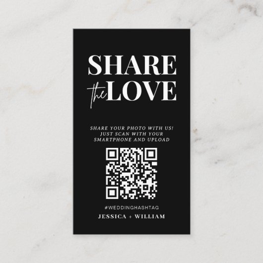 Ik spion bruiloft spel | Deel de Love QR-code Informatiekaartje (Voorkant)