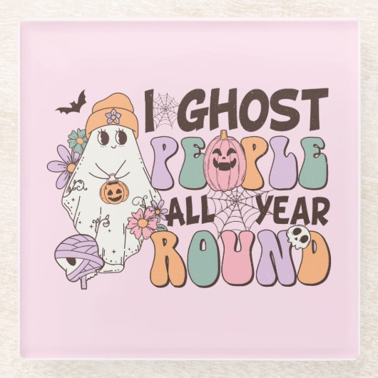 Ik spook mensen Halloween Glazen Onderzetter (Voorkant)