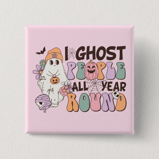 Ik spook mensen Halloween Vierkante Button 5,1 Cm (Voorkant)