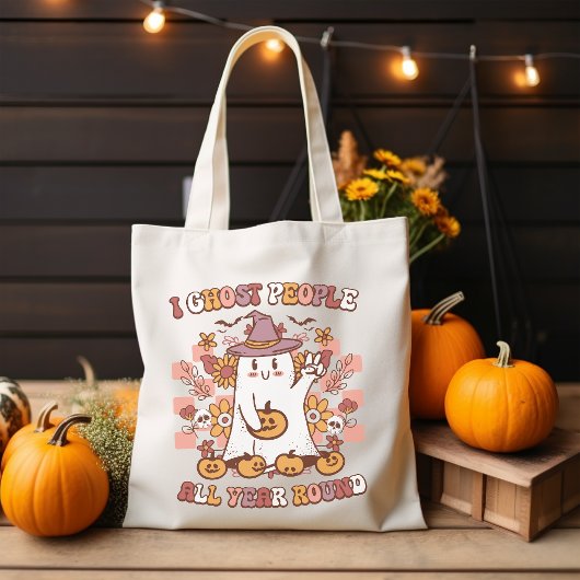 Ik spook mensen het hele jaar door groovy Hallowee Tote Bag