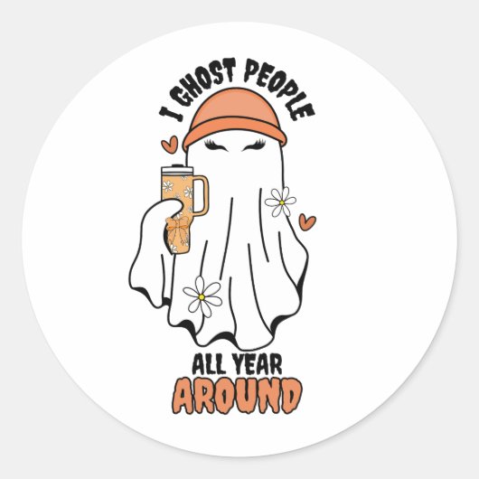 Ik spook mensen het hele jaar door rond Funny Ghos Ronde Sticker (Voorkant)