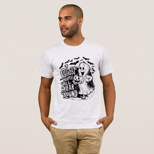 Ik spook mensen het hele jaar door t-shirt (Voorkant volledig)