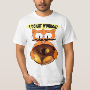 Ik sport niet met donuts Cartoon kat met enorme do T-shirt