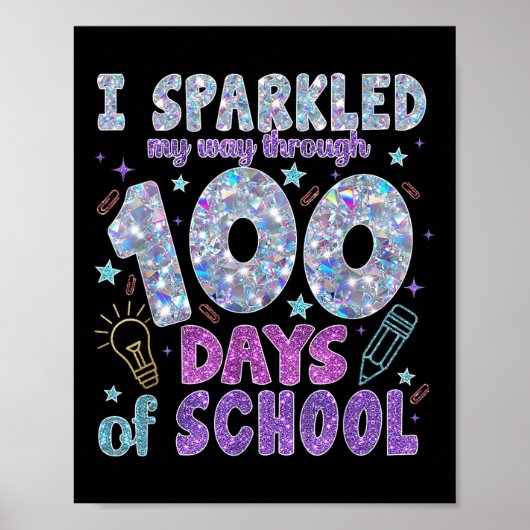 Ik sprankelde me een weg door 100 dagen van school poster (Voorkant)