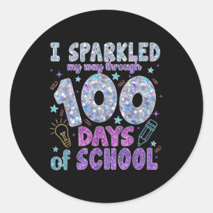 Ik sprankelde me een weg door 100 dagen van school ronde sticker