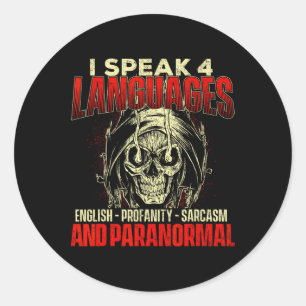 Ik spreek 4 talen - spookjacht paranormale rood ronde sticker