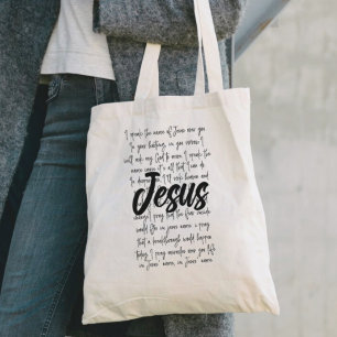 Ik spreek de naam Jezus over jou Christelijk Tote Bag