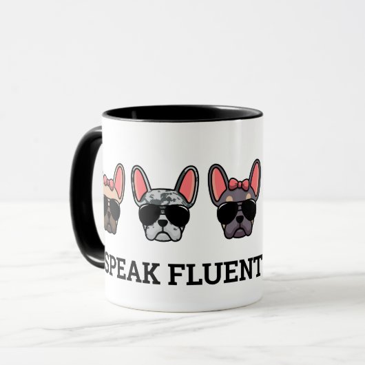 Ik spreek Fluent Frenchie Funny French Bulldog Quo Mok (Voorkant links)