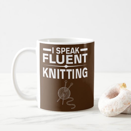 Ik spreek Fluent Knitting Funny Gezegde Graphic Koffiemok (Met donut)