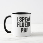 Ik spreek Fluent PHP Funny Coding Geek Programmer Mok (Links)