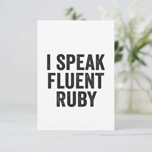 Ik spreek Fluent Ruby Funny Geek Programmeercoder Bedankkaart (Staand voorkant)
