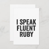 Ik spreek Fluent Ruby Funny Geek Programmeercoder Bedankkaart (Voorkant / Achterkant)