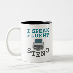 Ik spreek Fluent Steno Court Reporter Stenographer Tweekleurige Koffiemok