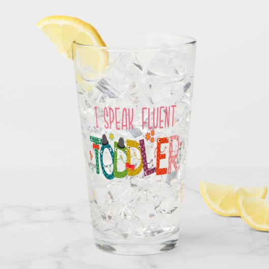 Ik spreek Fluent Toddler - mam, dagschoolcadeau Glas (Voorkant ijs)