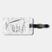 Ik spreek fluit zwart wit marmer monogram bagagelabel (Achterkant horizontaal)