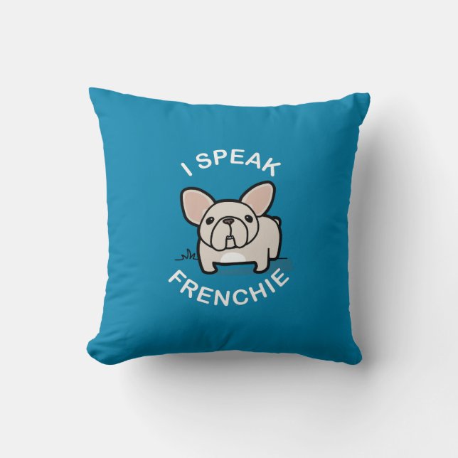 Ik spreek frank - blauw kussen (Voorkant)