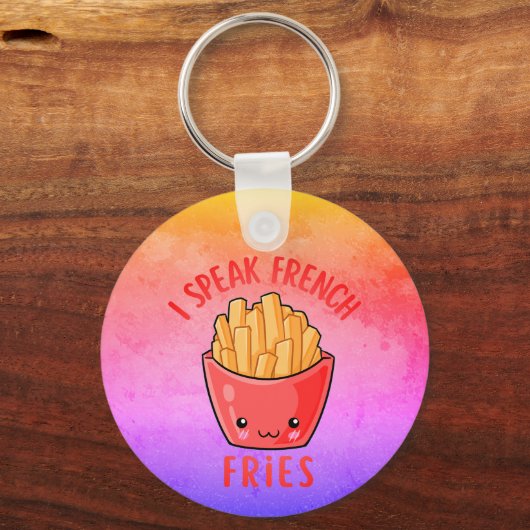 Ik spreek Frans Fries Funny Fries Sleutelhanger (Voorkant)