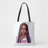 "Ik spreek geen gebroken" zwarte vrouw Shush Tote Bag (Voorkant)