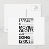Ik spreek in Filmoffertes en Song Lyrics Briefkaart (Voorkant / Achterkant)