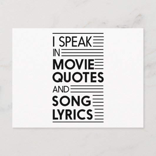 Ik spreek in Filmoffertes en Song Lyrics Briefkaart (Voorkant)