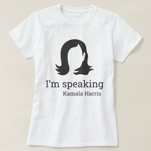 Ik spreek Kamala Harris zwart en wit T-shirt (Design voorkant)