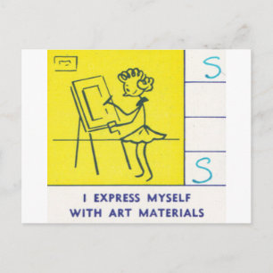Ik spreek mezelf uit met kunstmaterialen briefkaart