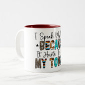 Ik spreek mijn mening tweekleurige koffiemok (Voorkant links)