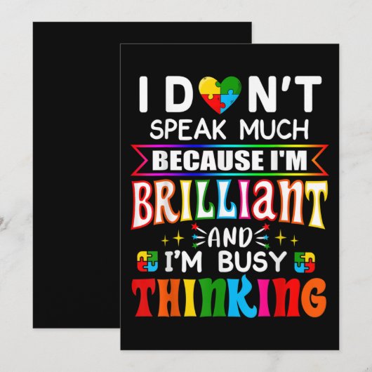 Ik spreek niet veel briljant autisme autistisch kaart (Voorkant / Achterkant)