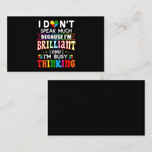 Ik spreek niet veel briljant autisme autistisch visitekaartje (Voorkant / Achterkant)