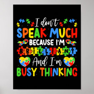 Ik spreek niet veel briljante Autisme Autistic Boy Poster