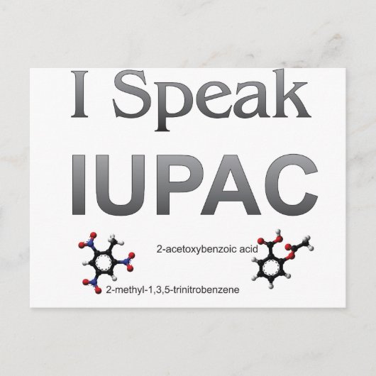 Ik spreek over IUPAC-chemische nomenclatuur Briefkaart (Voorkant)