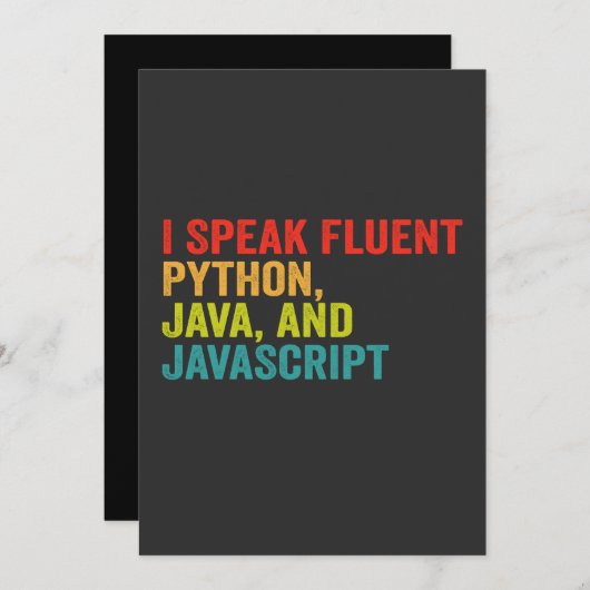 Ik Spreek vloeiend Computer Taal Grappige Code Kaart (Voorkant / Achterkant)