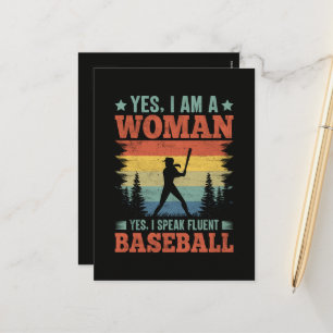 Ik spreek vloeiend honkbal vrouwelijke speler fan feestdagenkaart