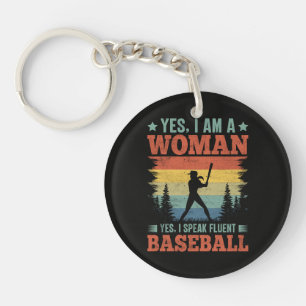 Ik spreek vloeiend honkbal vrouwelijke speler fan sleutelhanger