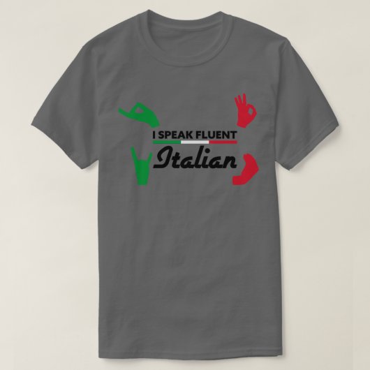 Ik spreek vloeiend Italiaans handgebaar op wit T-shirt (Design voorkant)