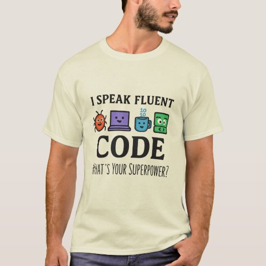 Ik spreek vloeiende code – Programmeur Superpower T-shirt (Voorkant)