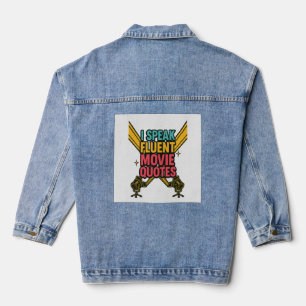 Ik spreek vloeiende film citeert neon hollywood ku denim jacket
